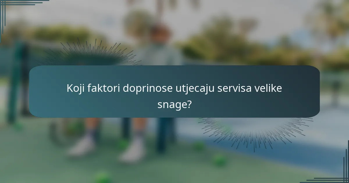 Koji faktori doprinose utjecaju servisa velike snage?